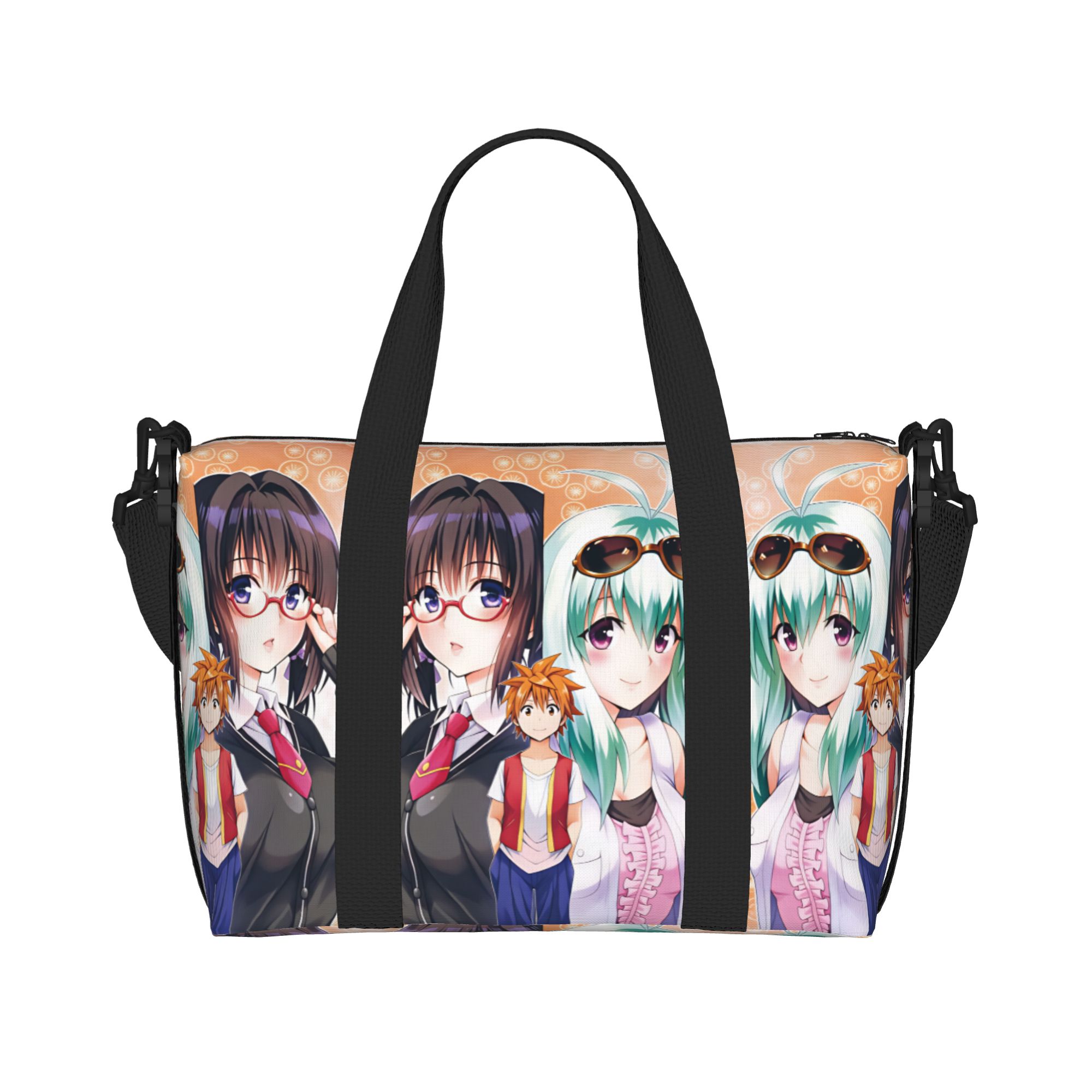 Women Bags Ru - กระเป๋าโท้ทชายหาดลายอนิเมะสั่งทำพิเศษ ลาย T-To L-Love R-Ru สำหรับผู้หญิง